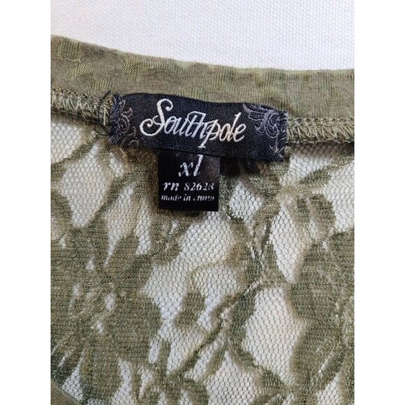 Southpole XL Green Lace Back Top EUC #Casual #Boho #Ruched #Stretch #Stylish - Picture 4 of 6